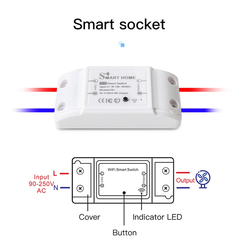 Wifi Smart Switch 10A Breaker Moudle Timer APP Voice Remote Control Compatible with Alexa Apple HomeKit Siri Google Home